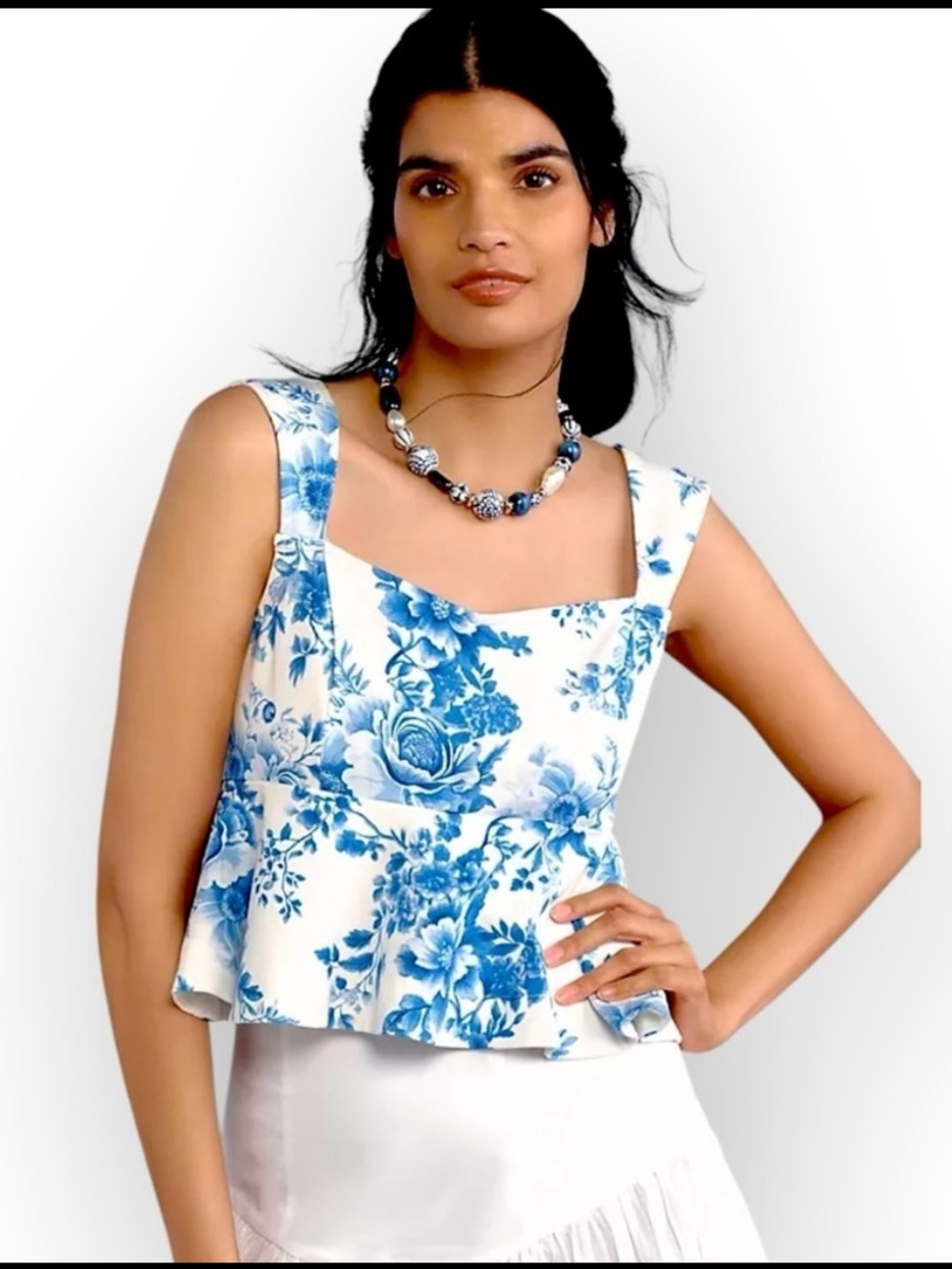 Maeve By Anthropologie Square-Neck Peplum Tank Top - XS